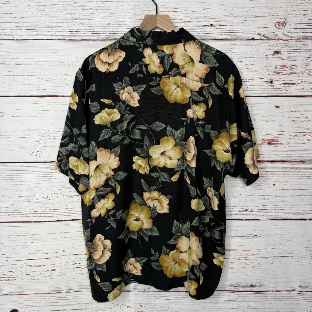 VTG Tommy Bahama Mens  Hawaiian 100% Silk Shirt Size M Floral Tropical Button - Picture 7 of 13